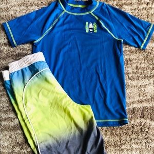 Boys swim shirt and swimming trunks